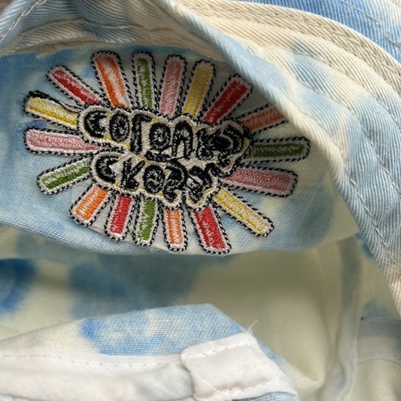 Cross Colours Sunshine Logo Bleached Tie Dye Cloud 90sY2K Embroidered Bucket Hat - Picture 12 of 13